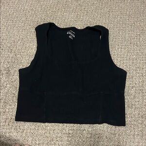 American Eagle Outfitters Black Ribbed Crop Tank